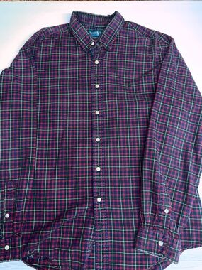 Ralph Lauren Navy and Red Plaid Button-Down Shirt